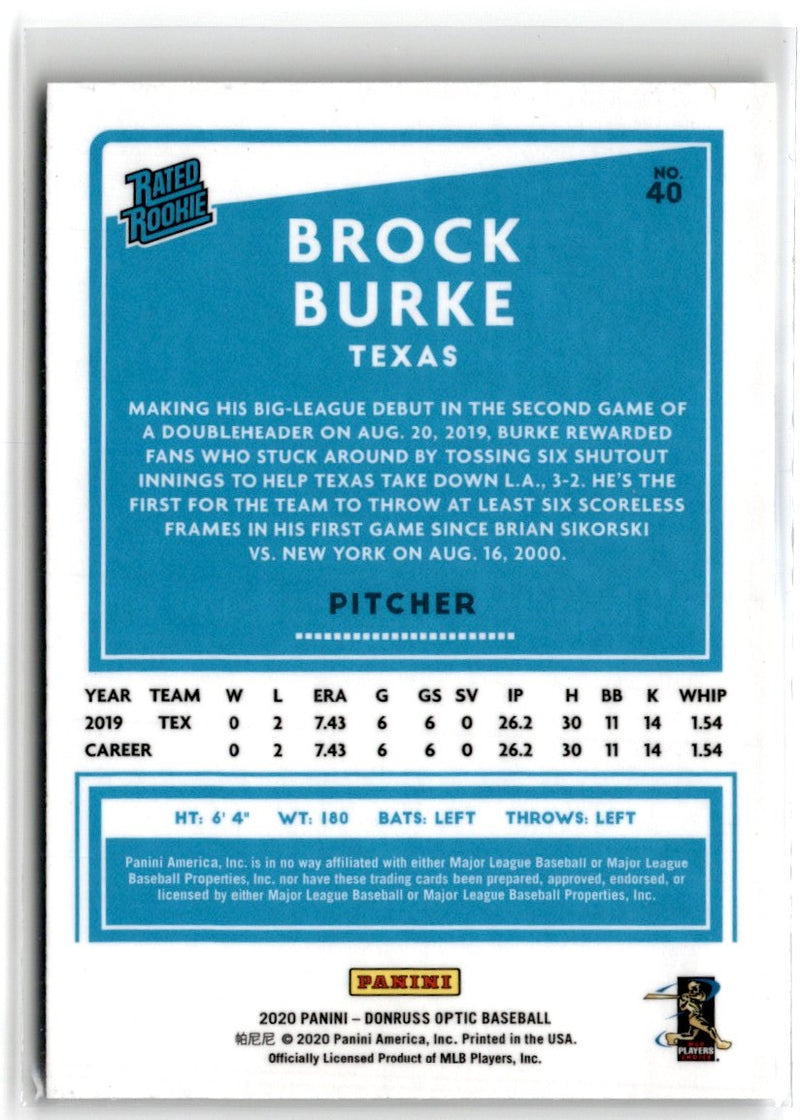 2020 Donruss Optic Carolina Blue and White Brock Burke