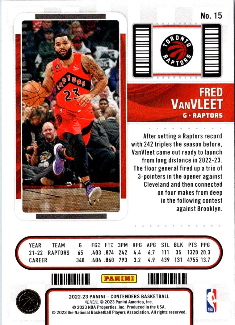 2022 Panini Contenders Game Ticket Red Fred VanVleet