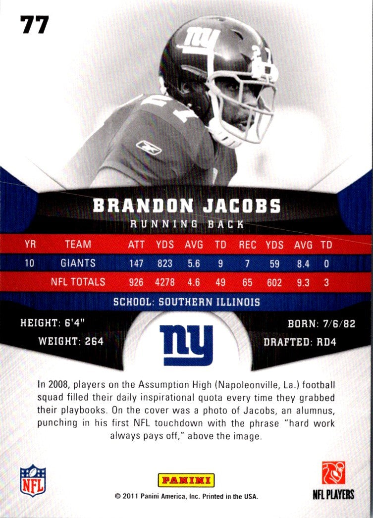 2011 Panini Gridiron Gear Brandon Jacobs