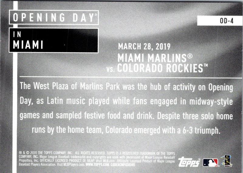 2020 Topps Opening Day Miami Marlins