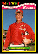 1987 Topps Toys'R'Us Rookies Greg Mathews