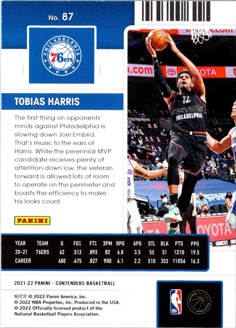 2021 Panini Contenders Ticket Tobias Harris