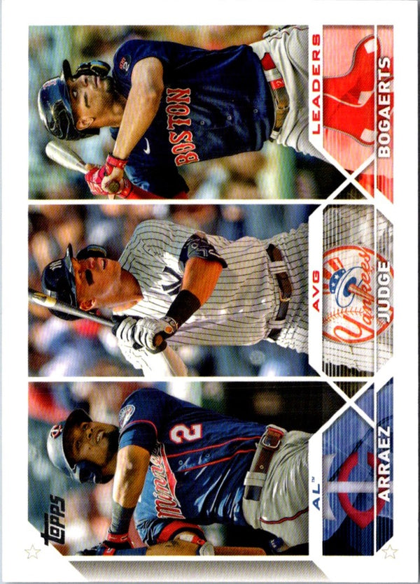 2023 Topps AL Avg Leaders (Luis Arraez/Aaron Judge/Xander Bogaerts) LL #289