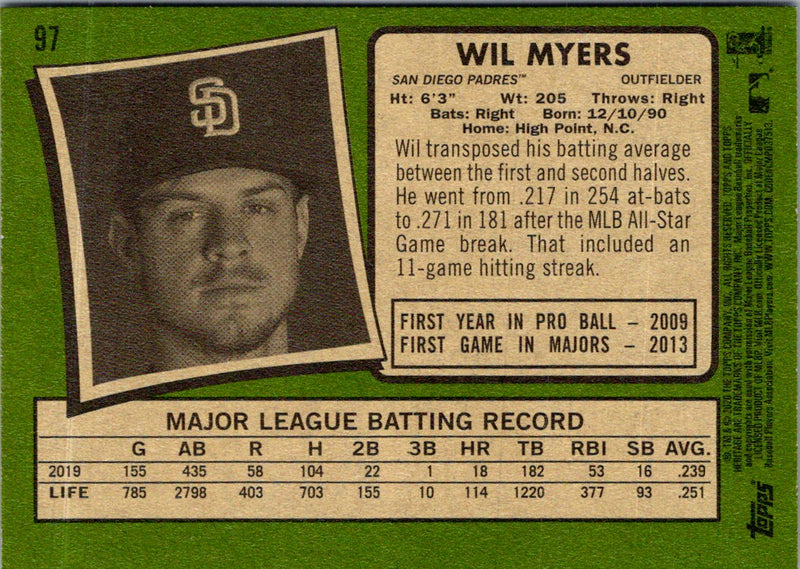 2020 Topps Heritage Wil Myers