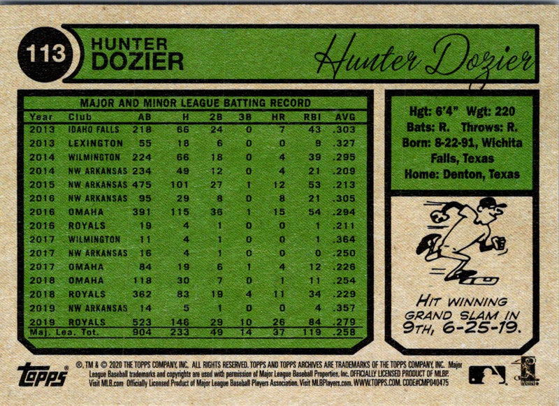 2020 Topps Archives Hunter Dozier