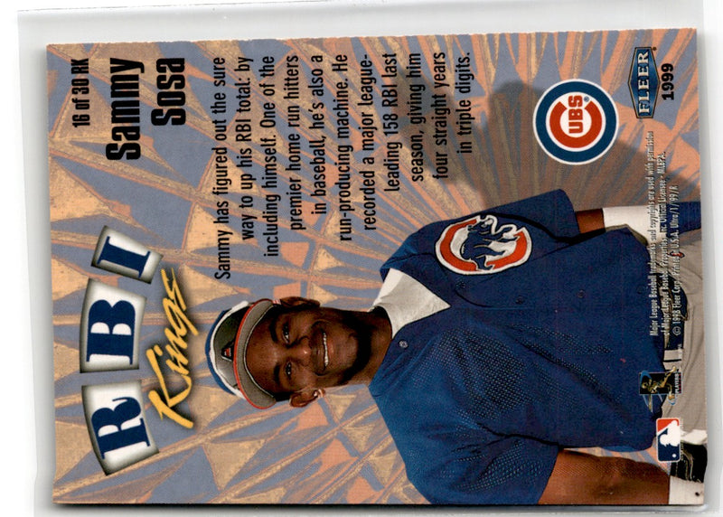 1999 Fleer Tradition White Rose Collectibles Sammy Sosa