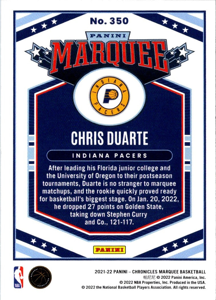 2021 Panini Chronicles Chris Duarte