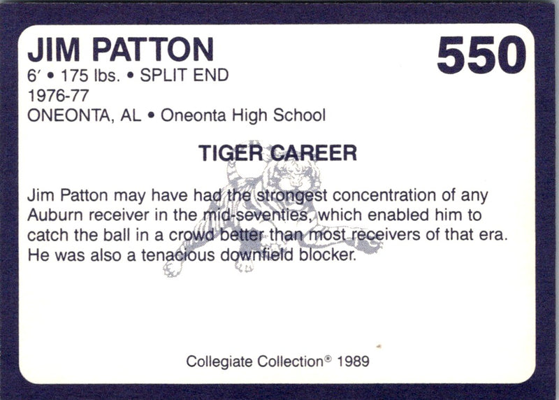 1989 Collegiate Collection Auburn Coke 580 Jim Patton