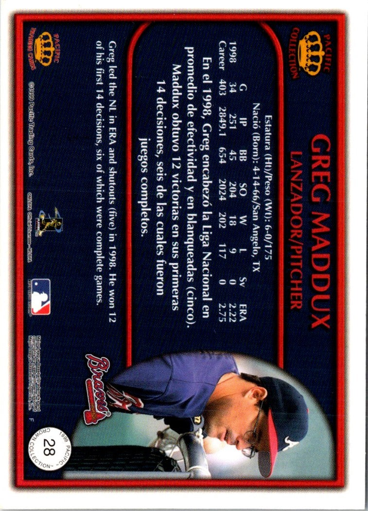 1999 Pacific Crown Collection Greg Maddux