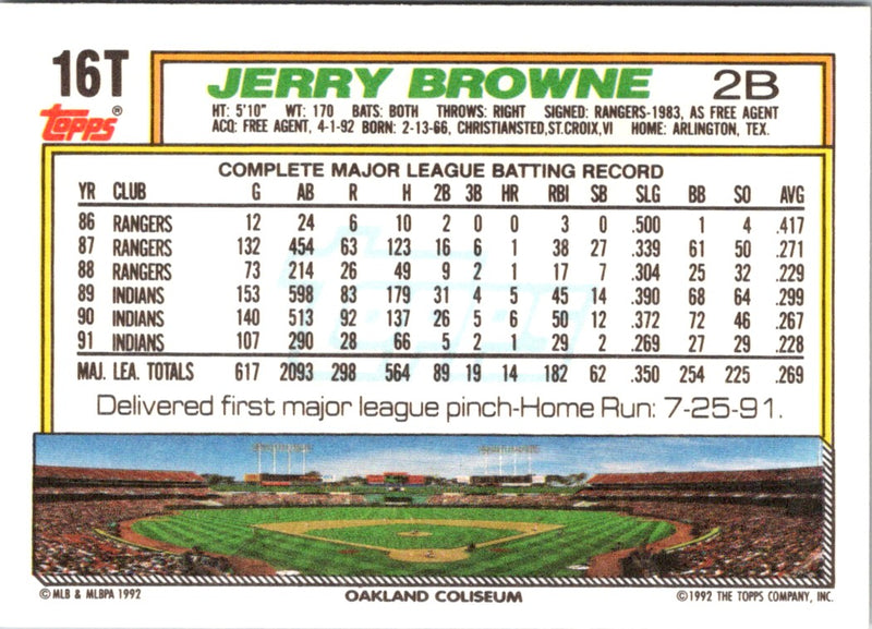 1992 Topps Traded Jerry Browne