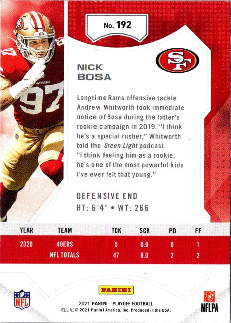 2021 Panini Playoff Red Zone Nick Bosa