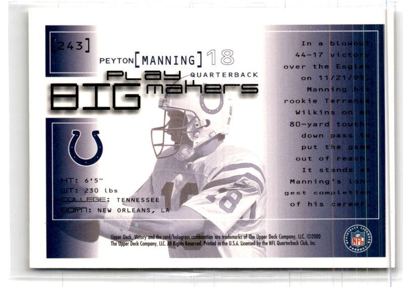 2000 Upper Deck Victory Peyton Manning