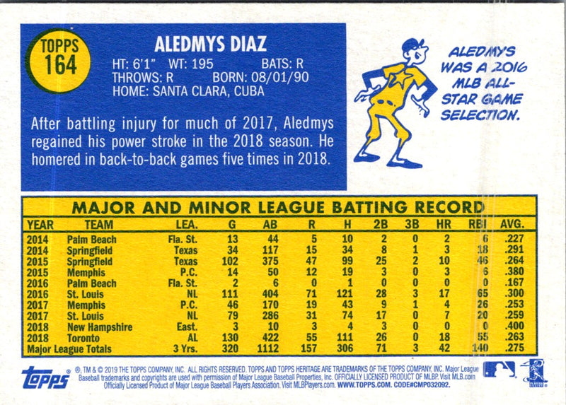 2019 Topps Heritage Aledmys Diaz