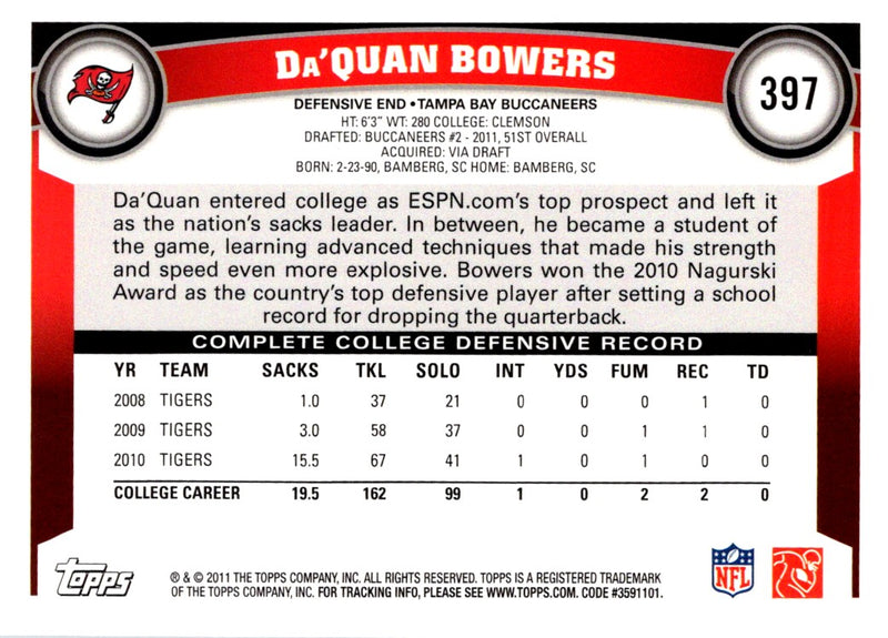 2011 Topps Da'Quan Bowers