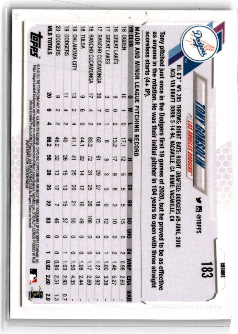 2021 Topps Chrome Tony Gonsolin