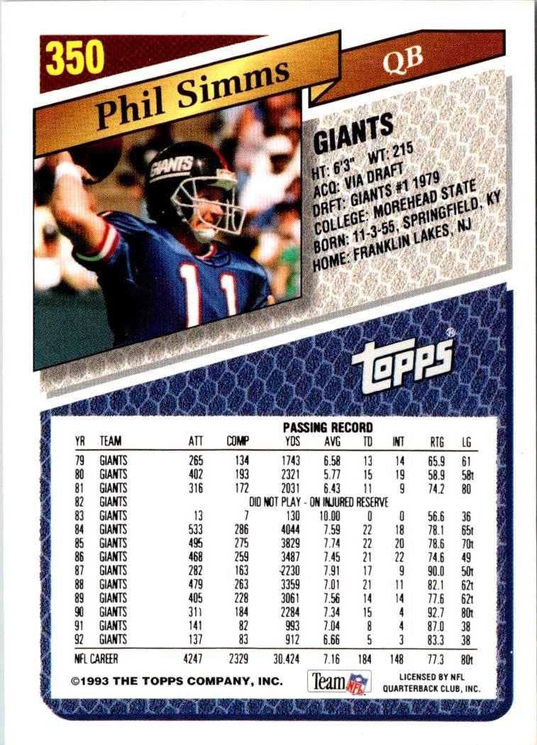 1993 Topps Phil Simms