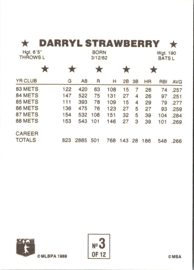 1989 Cereal Superstars Darryl Strawberry