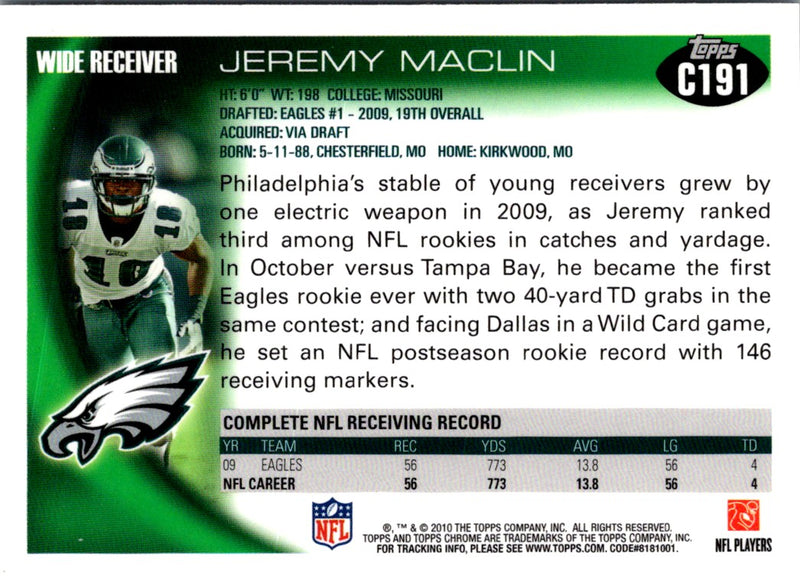 2010 Topps Chrome Jeremy Maclin