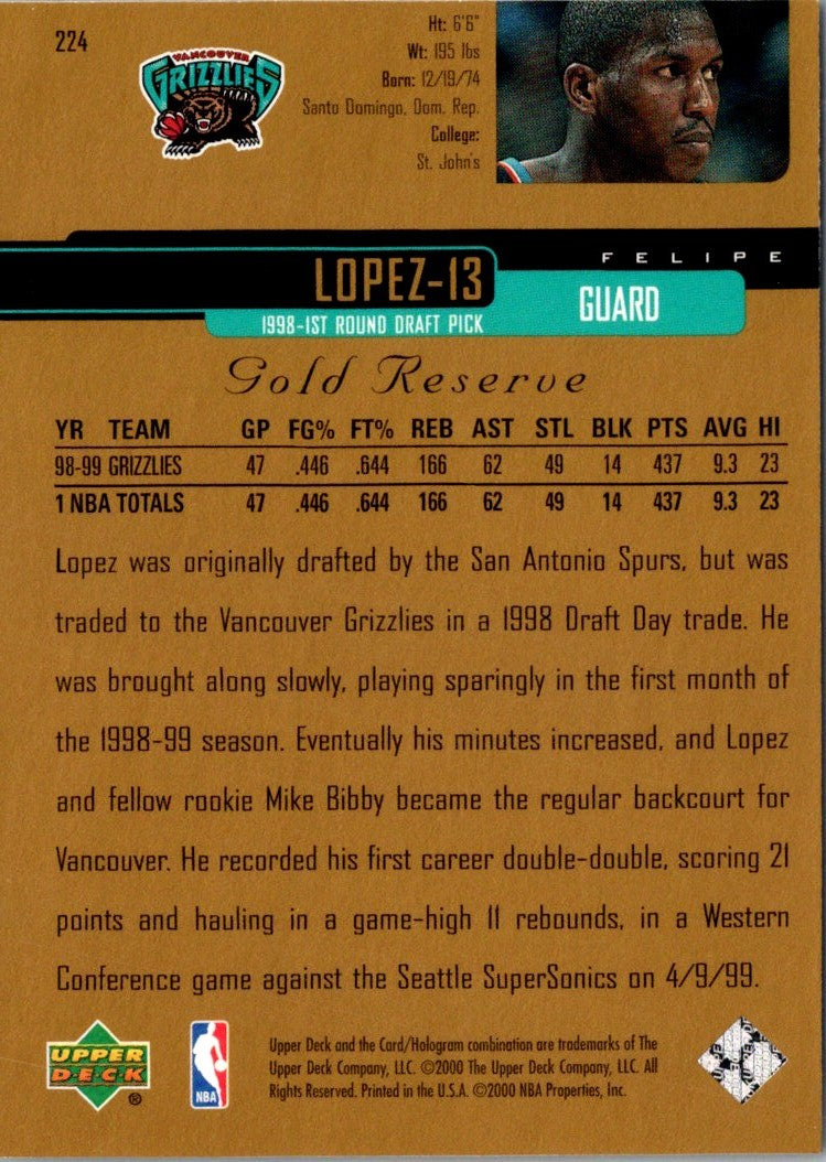 1999 Upper Deck Lopez