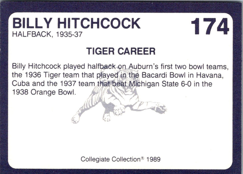 1989 Collegiate Collection Auburn Coke 580 Billy Hitchcock