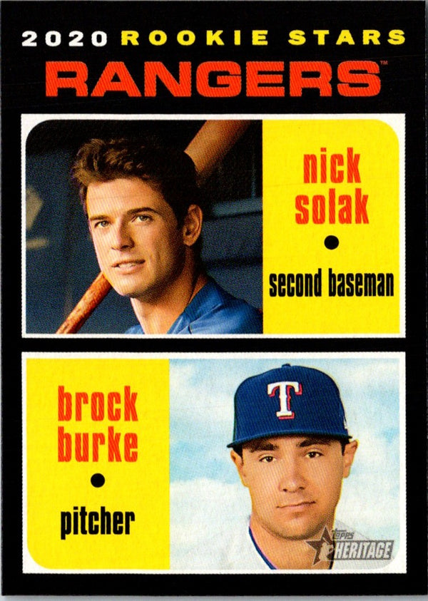 2020 Topps Heritage Nick Solak/Brock Burke #181 Rookie