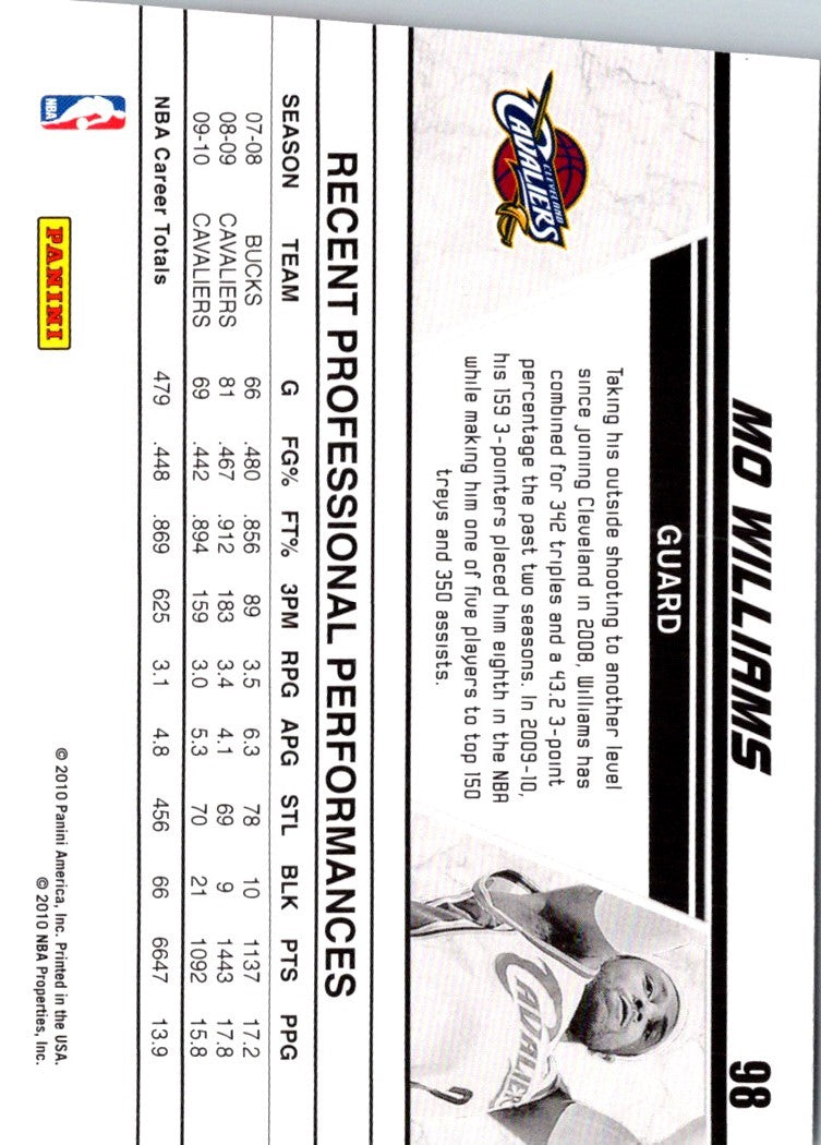 2010 Donruss Production Line Mo Williams