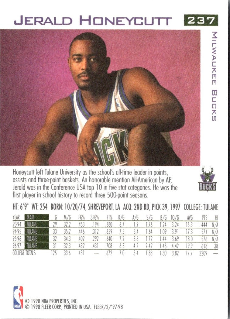 1997 Fleer Traditions Jerald Honeycutt