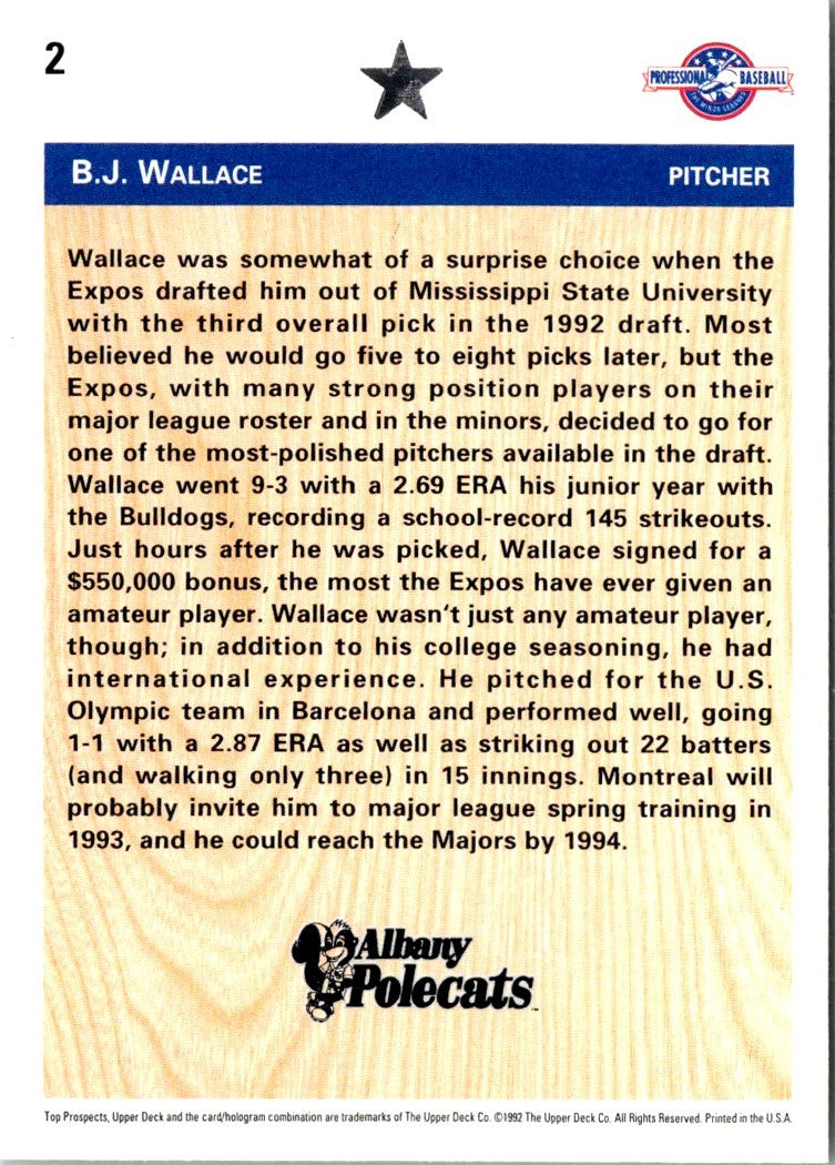 1992 Upper Deck Minors B.J. Wallace