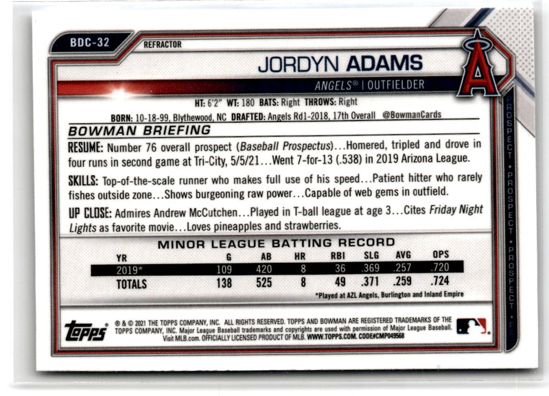 2021 Bowman Draft Chrome Jordyn Adams