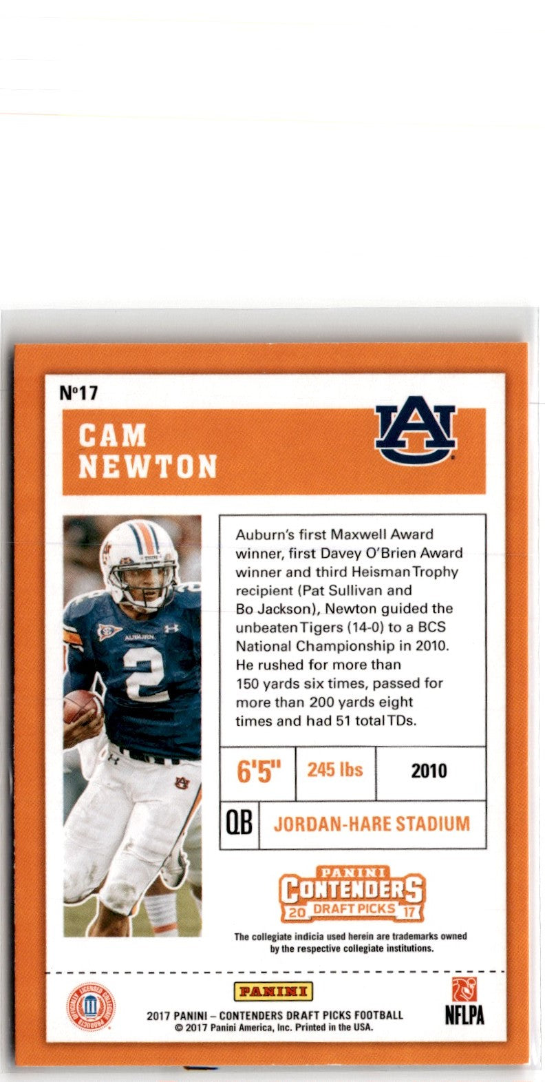 2017 Panini Contenders Draft Picks Cam Newton