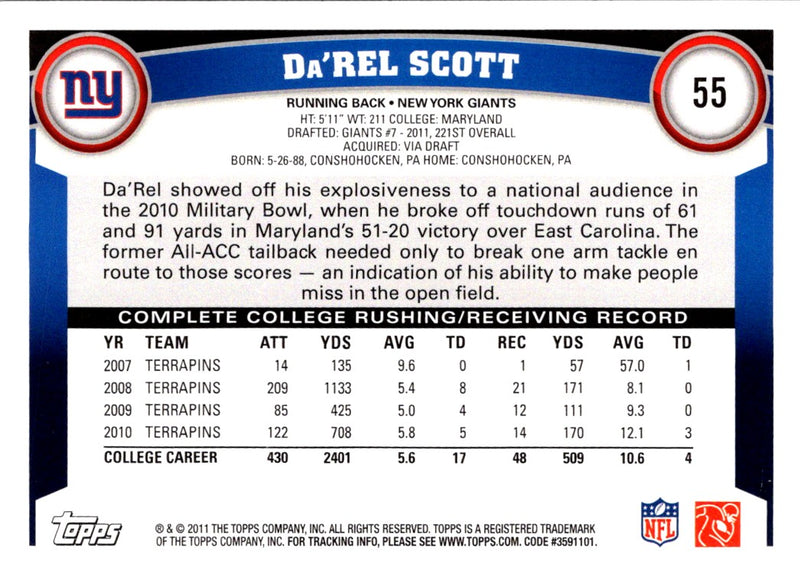 2011 Topps Da'Rel Scott