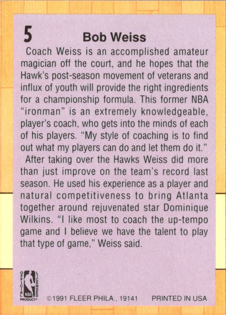 1991 Fleer Bob Weiss