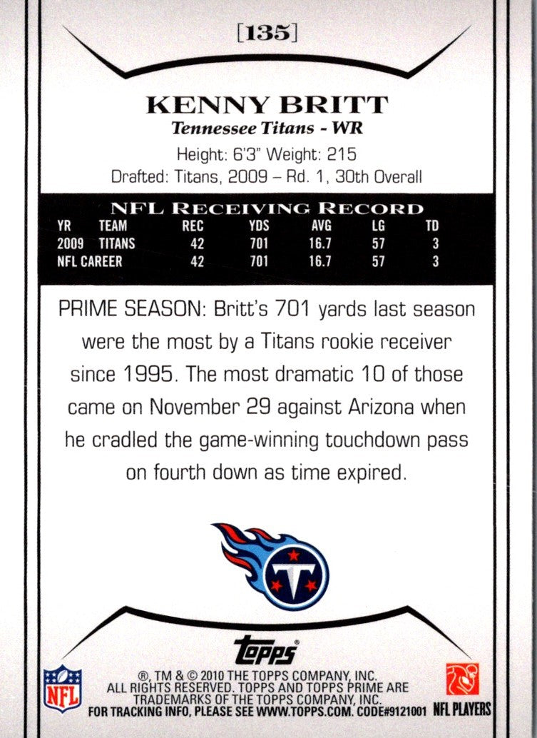 2010 Topps Prime Kenny Britt
