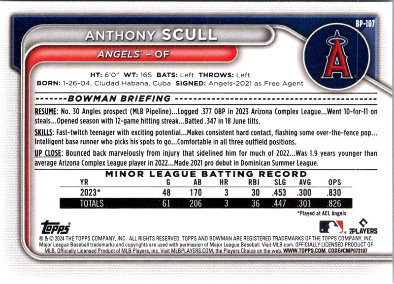 2024 Bowman Prospects Anthony Scull