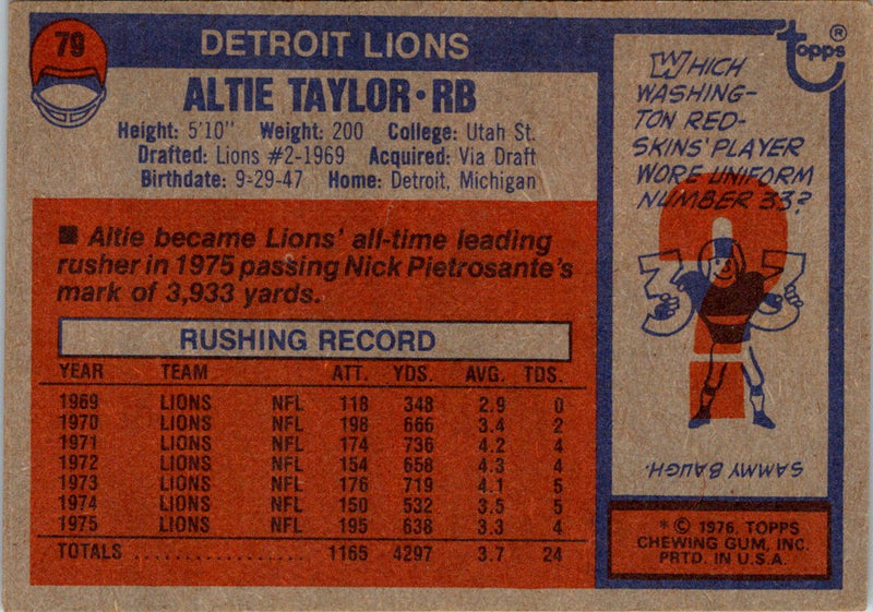 1976 Topps Altie Taylor