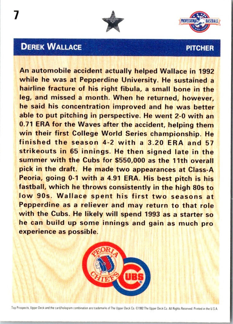 1992 Upper Deck Minors Derek Wallace