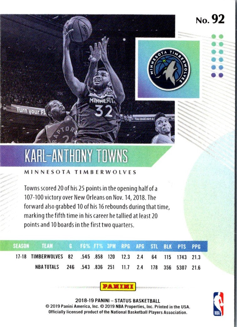 2018 Panini Status Karl-Anthony Towns