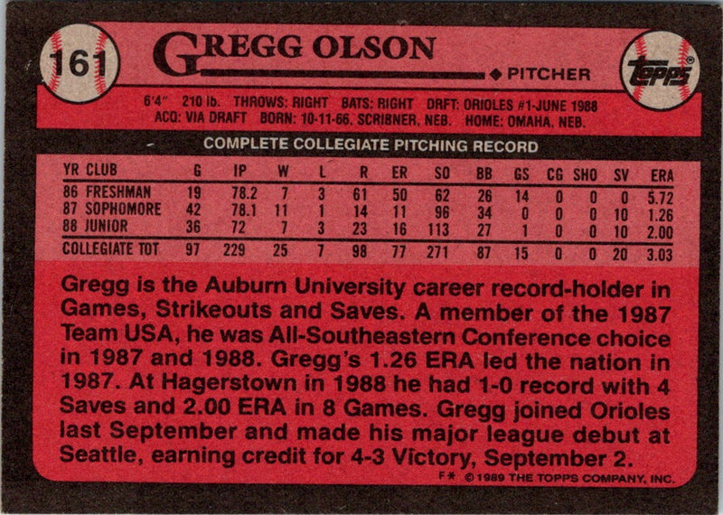 1989 Topps Gregg Olson