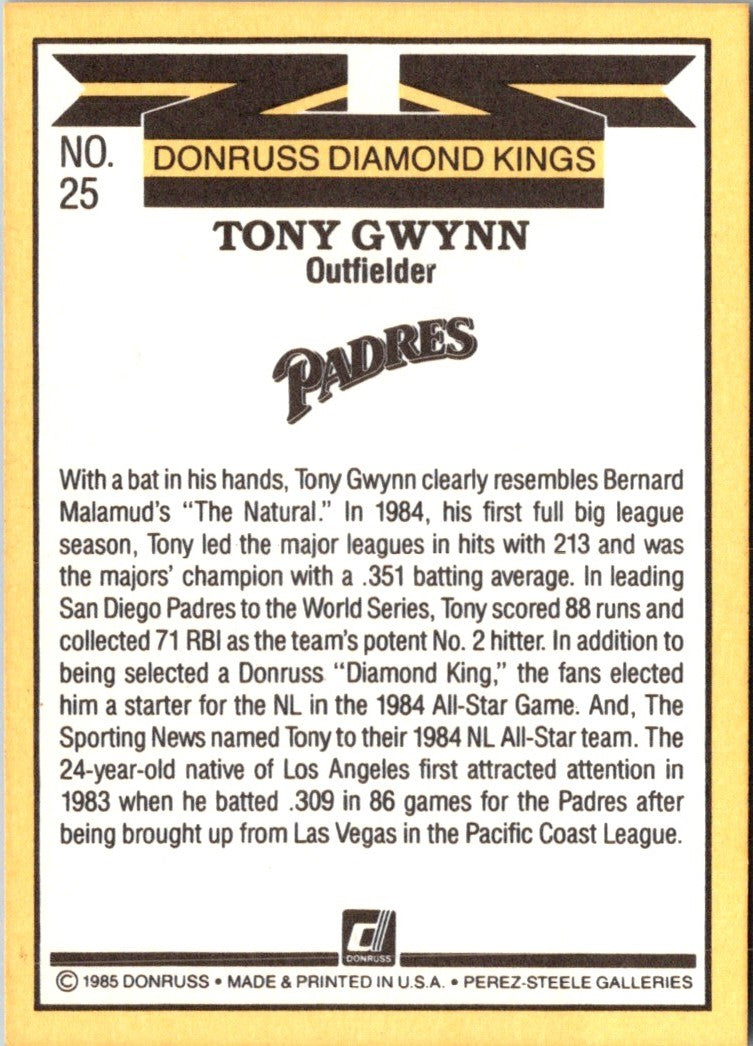 1985 Donruss Tony Gwynn