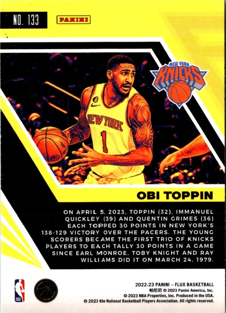 2022 Panini Flux Obi Toppin