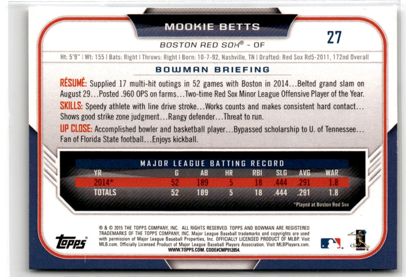 2015 Bowman Mookie Betts