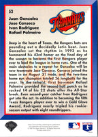 1993 Upper Deck Juan Gonzalez/Jose Canseco/Rafael Palmeiro/Ivan Rodriguez #52