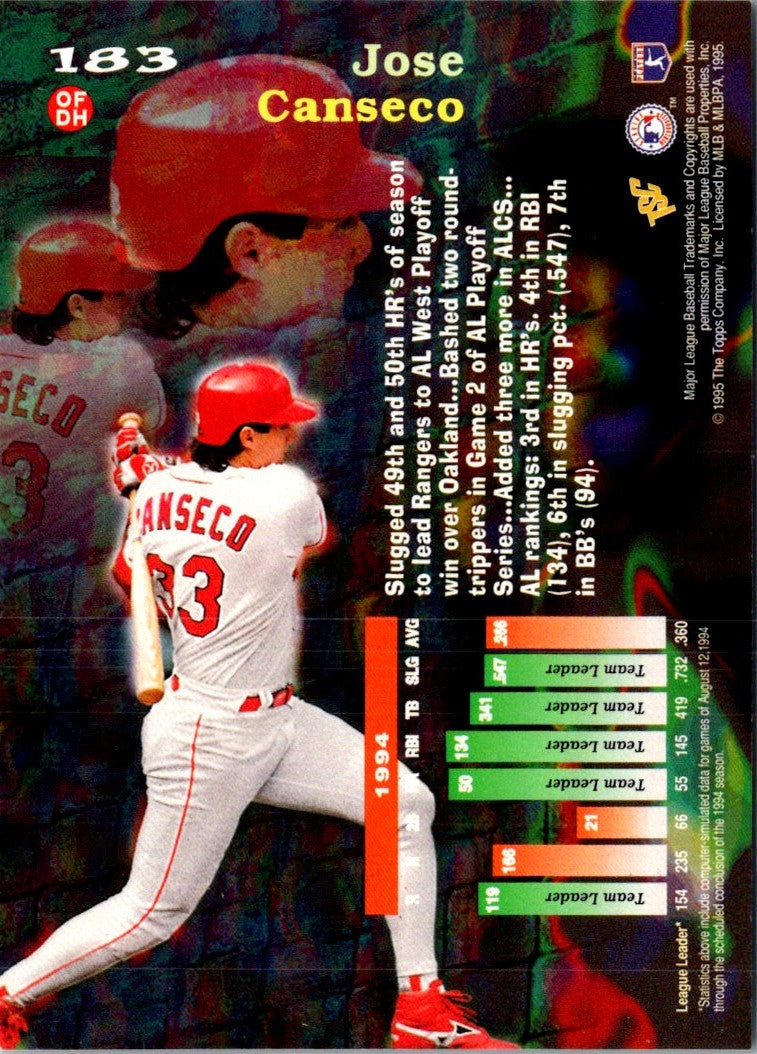 1995 Stadium Club Virtual Reality Jose Canseco