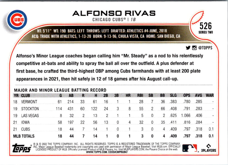 2022 Topps Alfonso Rivas