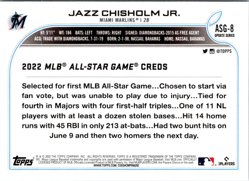 2022 Topps Update 2022 MLB All-Star Game Jazz Chisholm Jr.