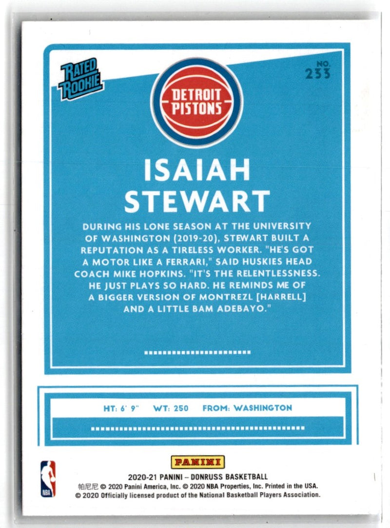 2020 Donruss Rated Rookies Isaiah Stewart