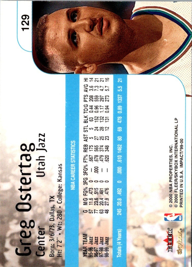 1999 SkyBox Impact Greg Ostertag
