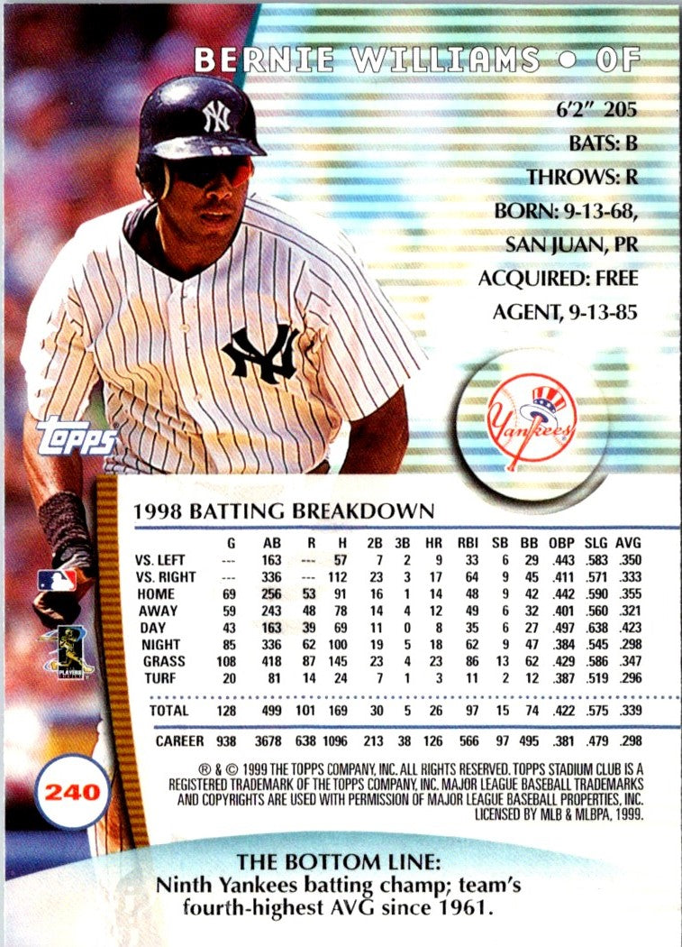 1999 Topps Stars 'N Steel Bernie Williams