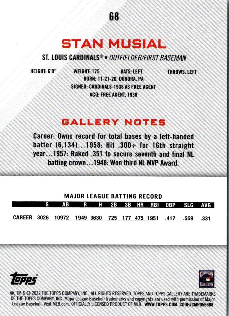 2022 Topps Gallery Stan Musial