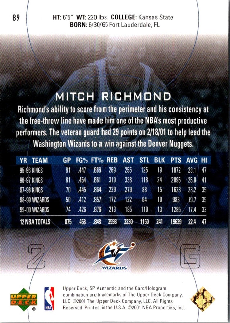 2000 SP Authentic Mitch Richmond
